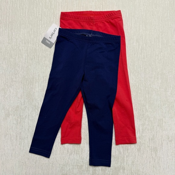 Carter's Other - Carters Girls 18M Leggings 2 Pack Pink Navy Blue Ribbed Knit Elastic Waist NEW